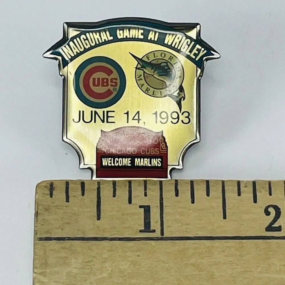 Chicago Cubs Florida Marlins 1993 Inaugural Game at Wrigley Field Hat Lapel Pin